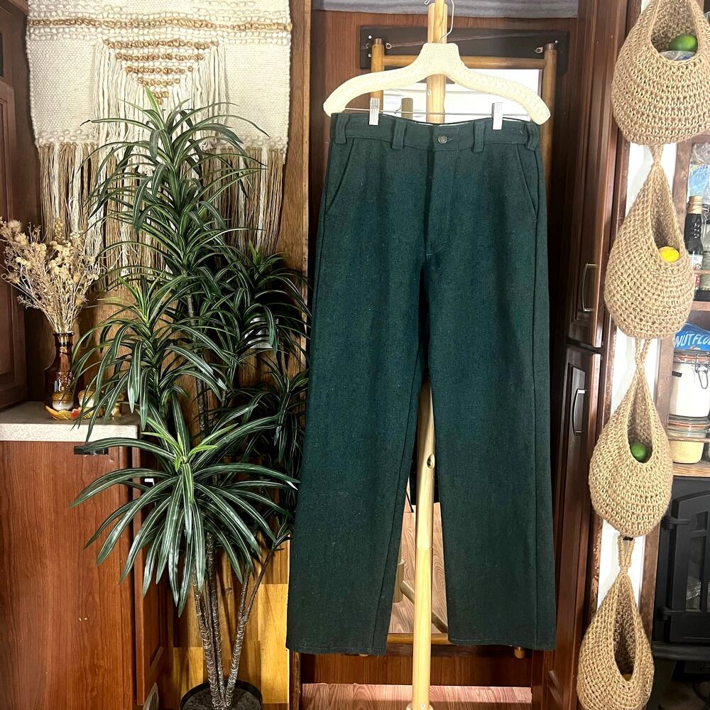 Vintage Wool Hunting Pants 32x31 Codet Green Canada Heavy Workwear Outdoor